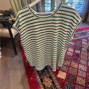 Maurices Green and White Striped Short Sleeve Tee